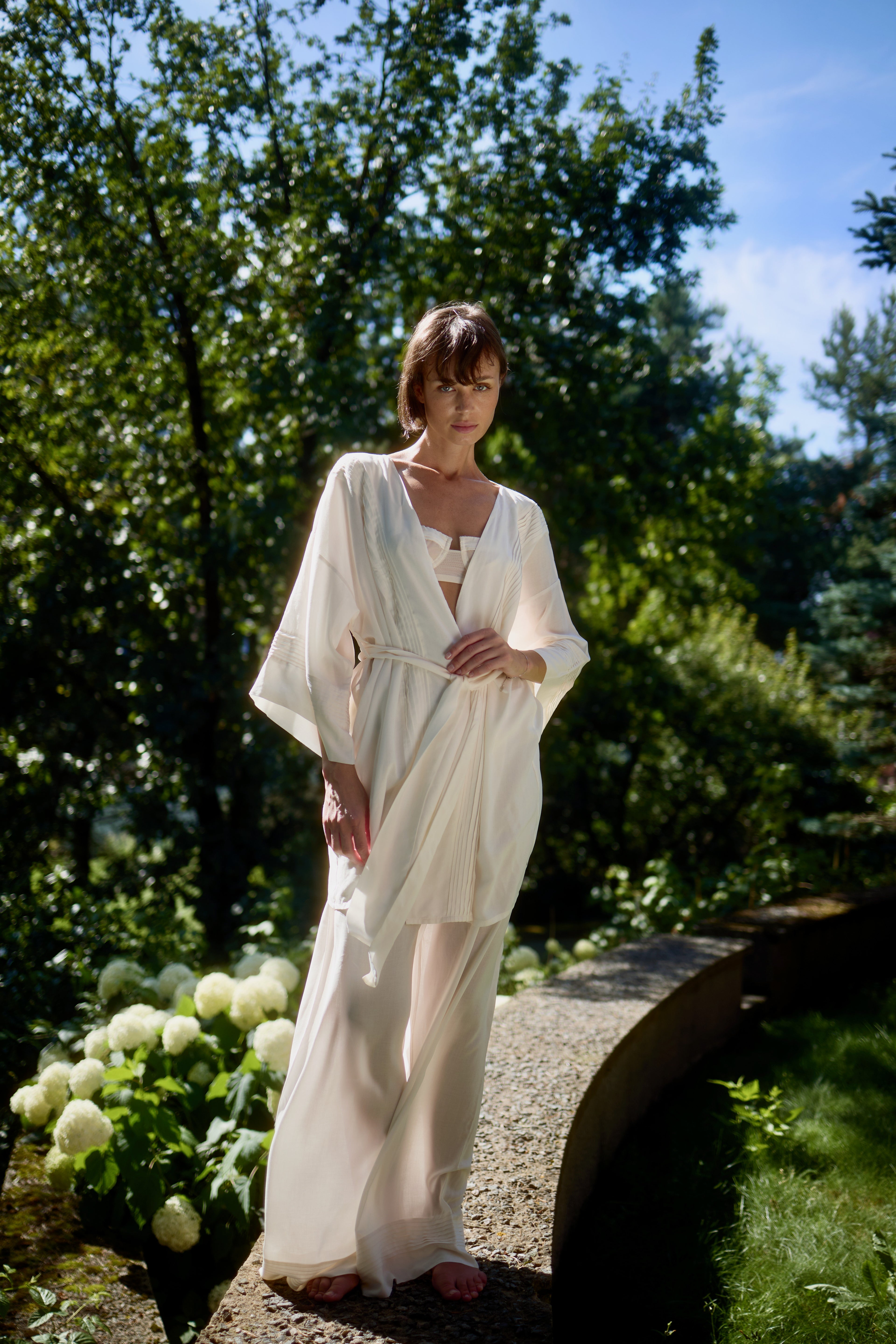 Azalea - White Voile Kimono Robe