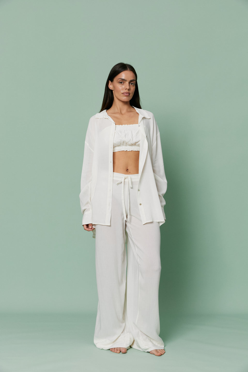 Azalea - Weiße Voile-Lounge-Hose
