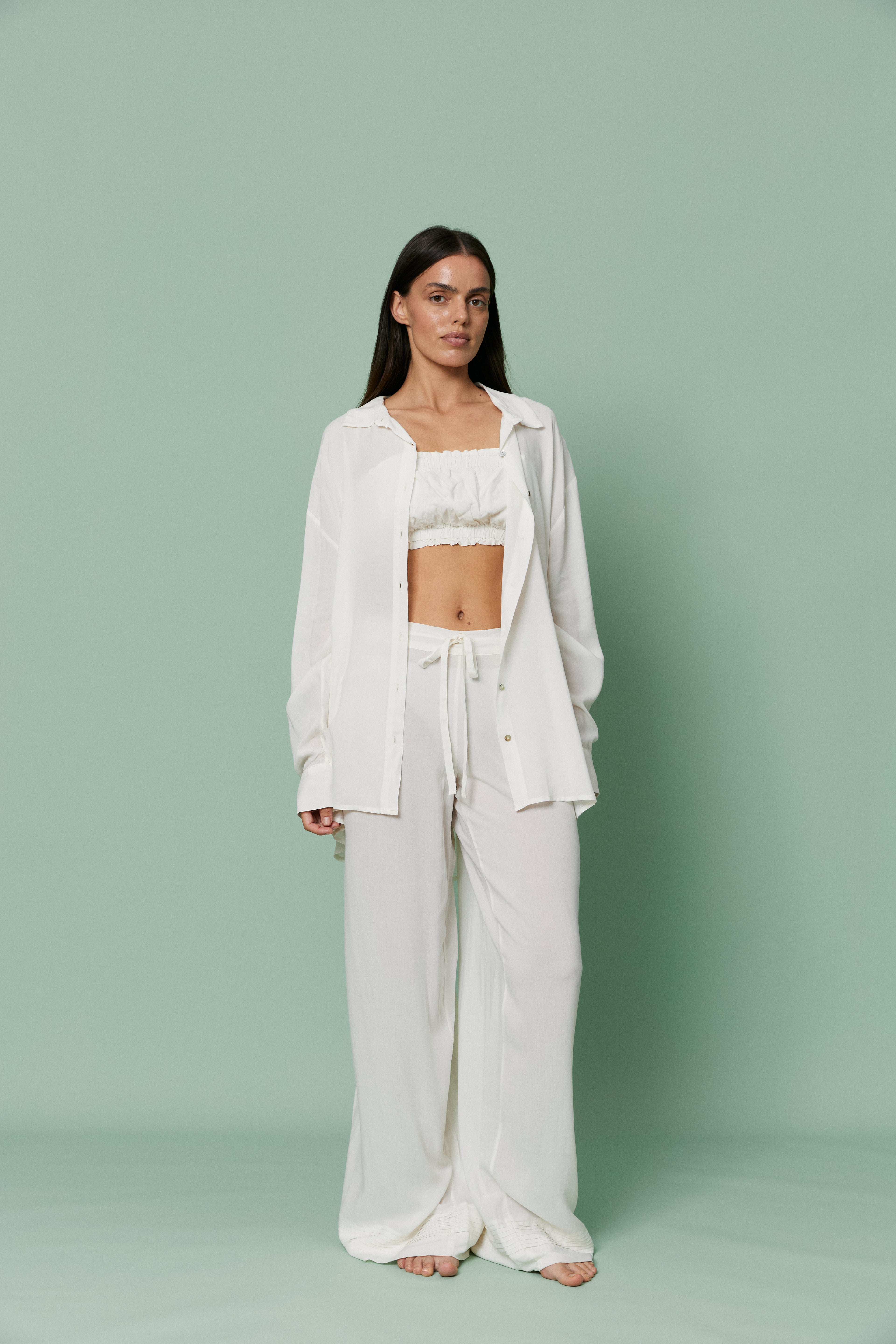 Azalea - Weiße Voile-Lounge-Hose