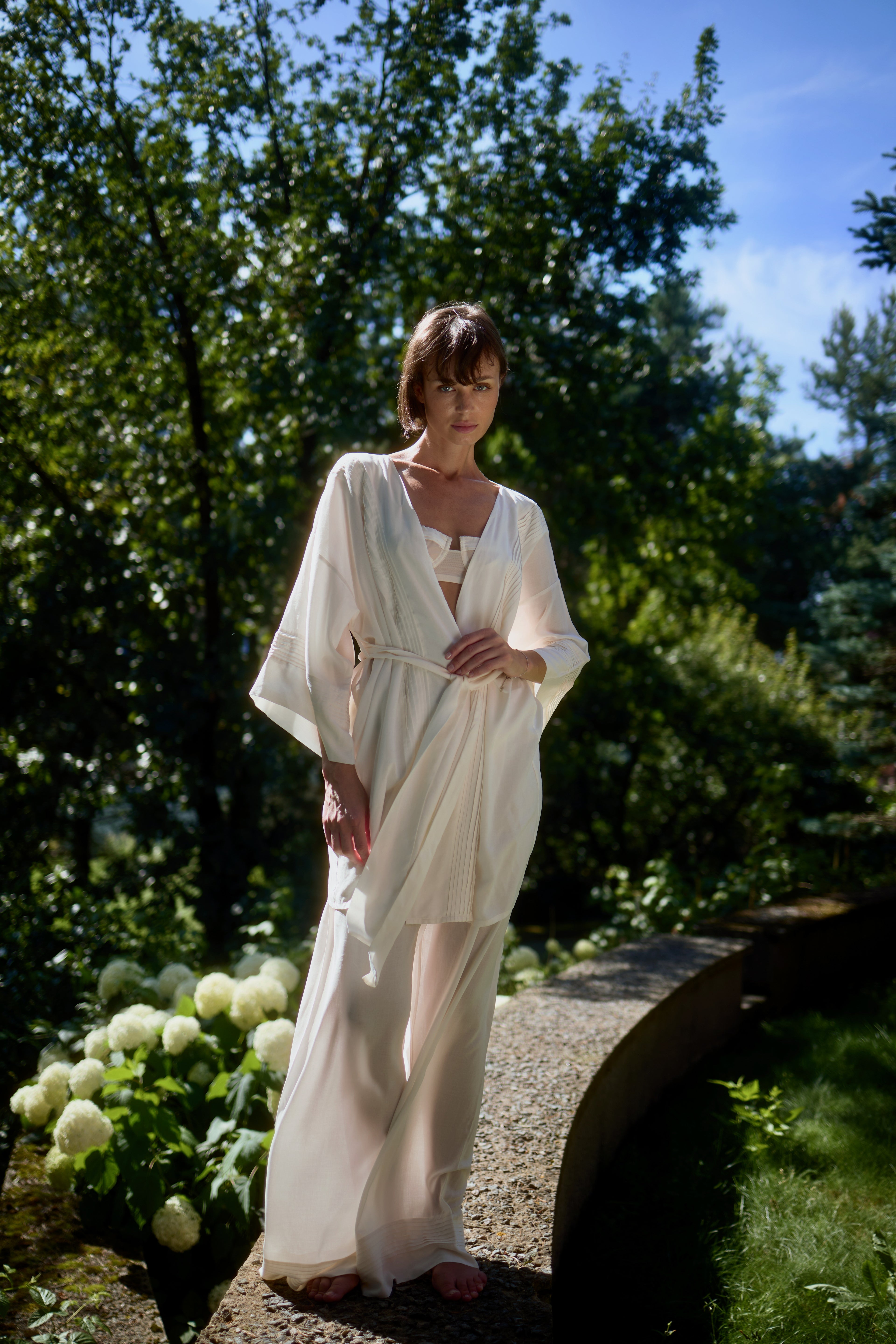 Azalea - White Voile Kimono Robe