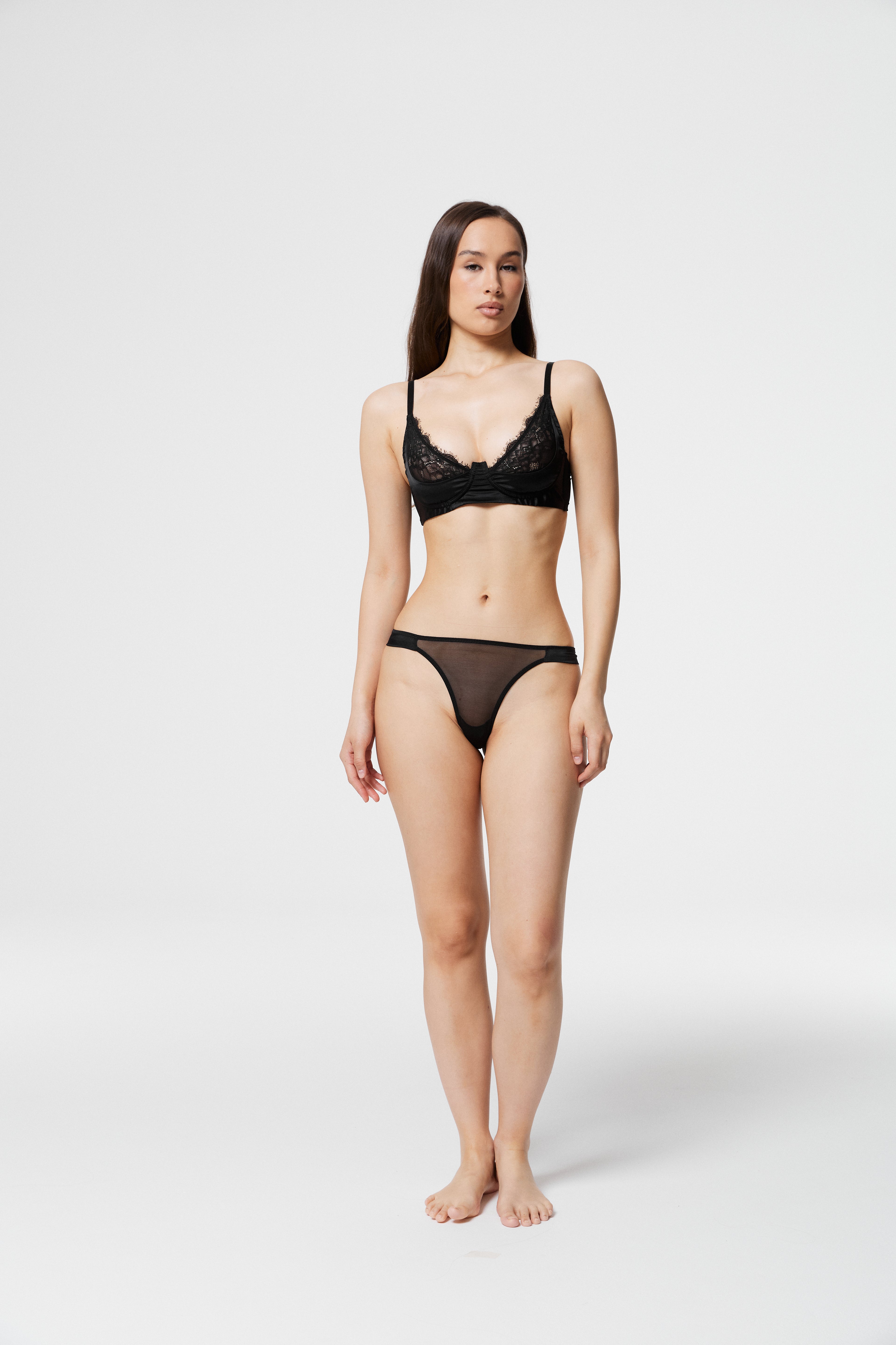 Clivia - Black Silk & Lace Underwire Bra