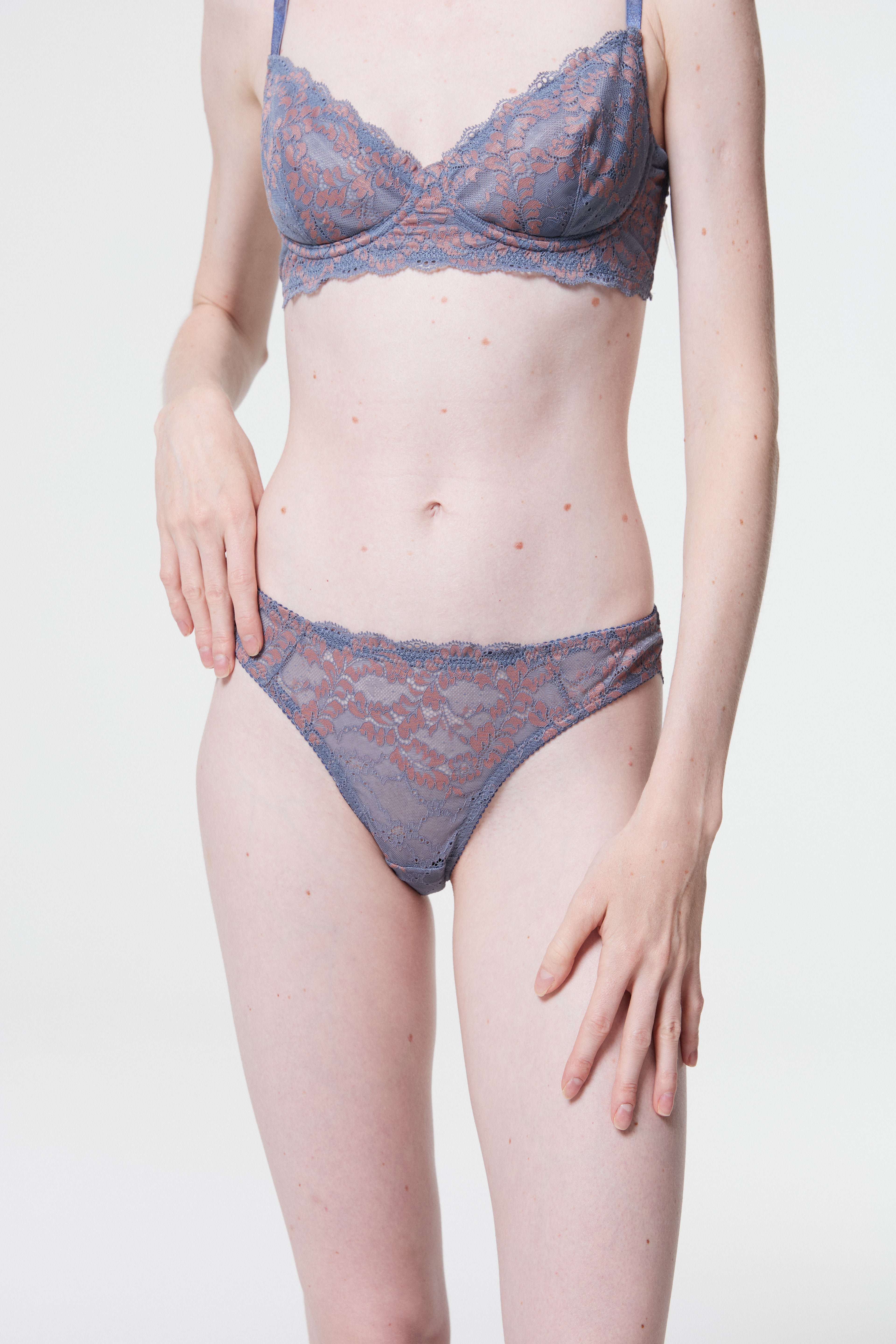 Dahlia - Slip in pizzo blu ardesia