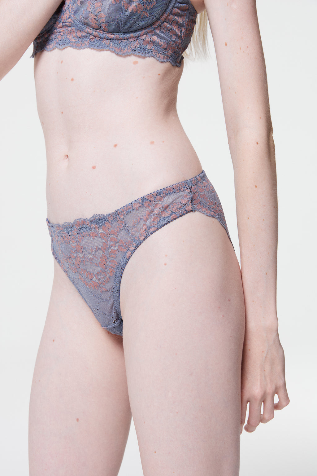 Dahlia - Slip in pizzo blu ardesia