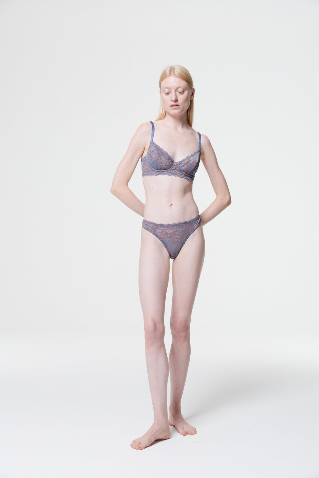 Dahlia - Slip in pizzo blu ardesia