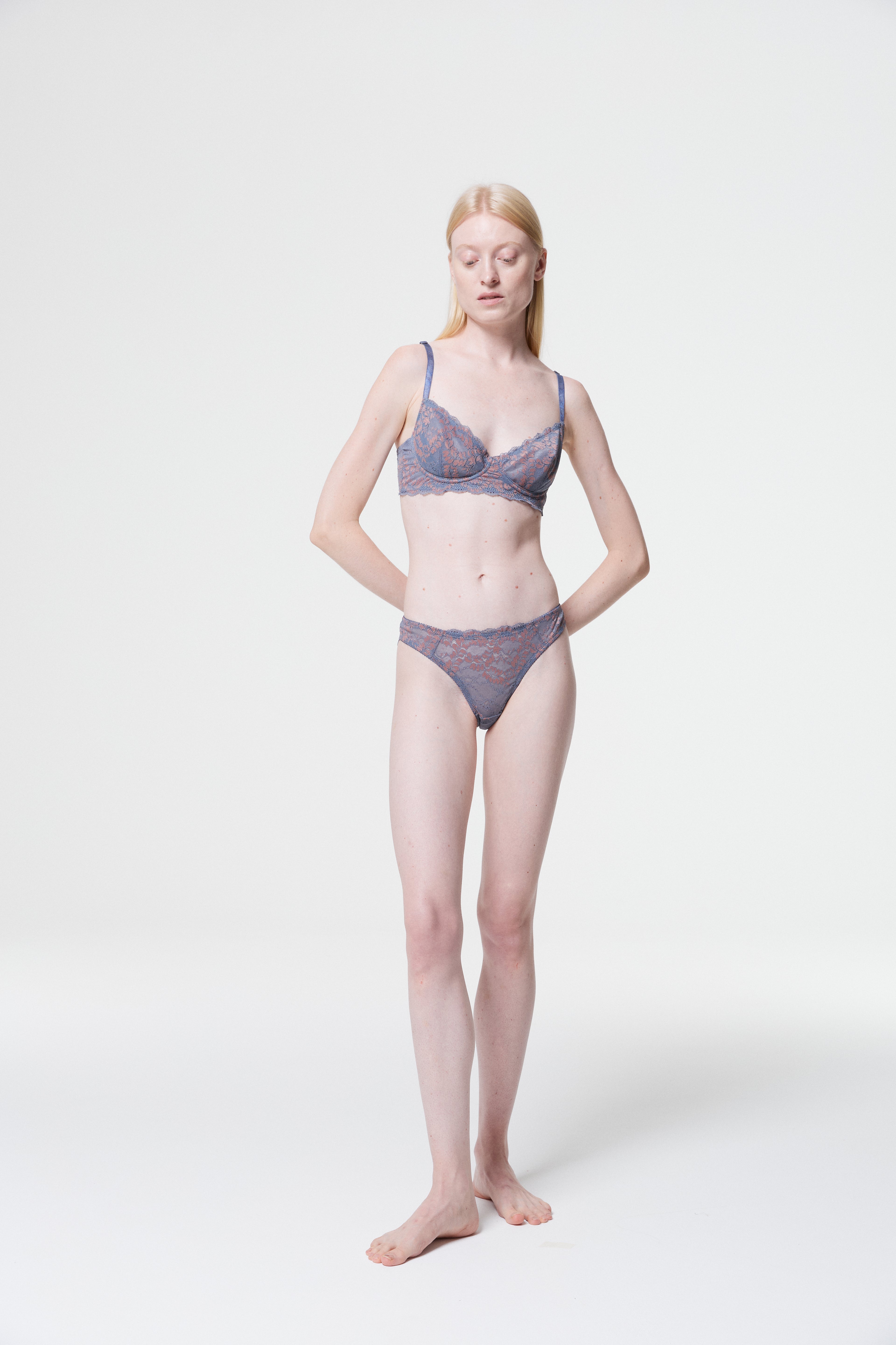 Dahlia - Slip in pizzo blu ardesia