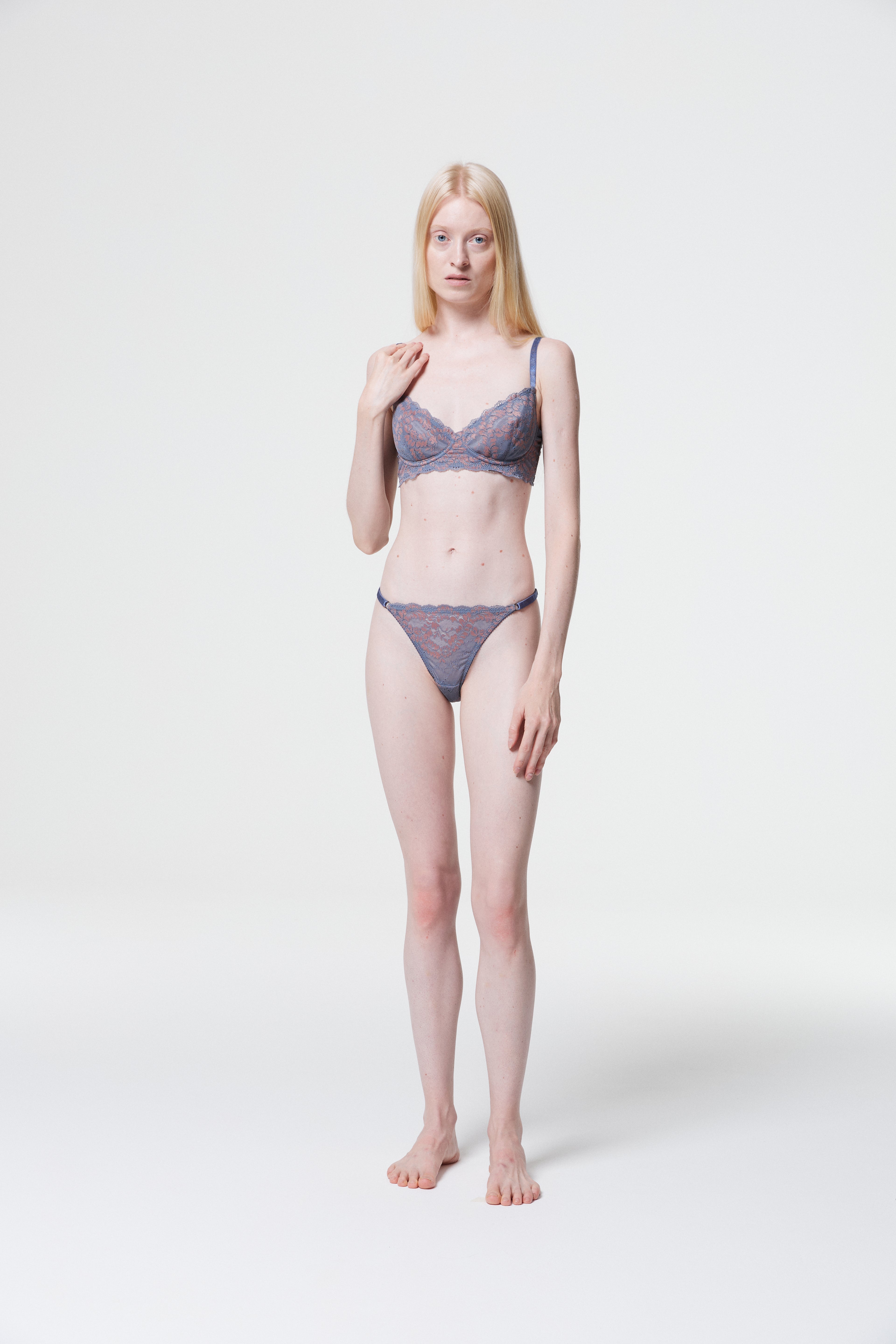 Dahlia - Slate Blue Lace Underwire Bra