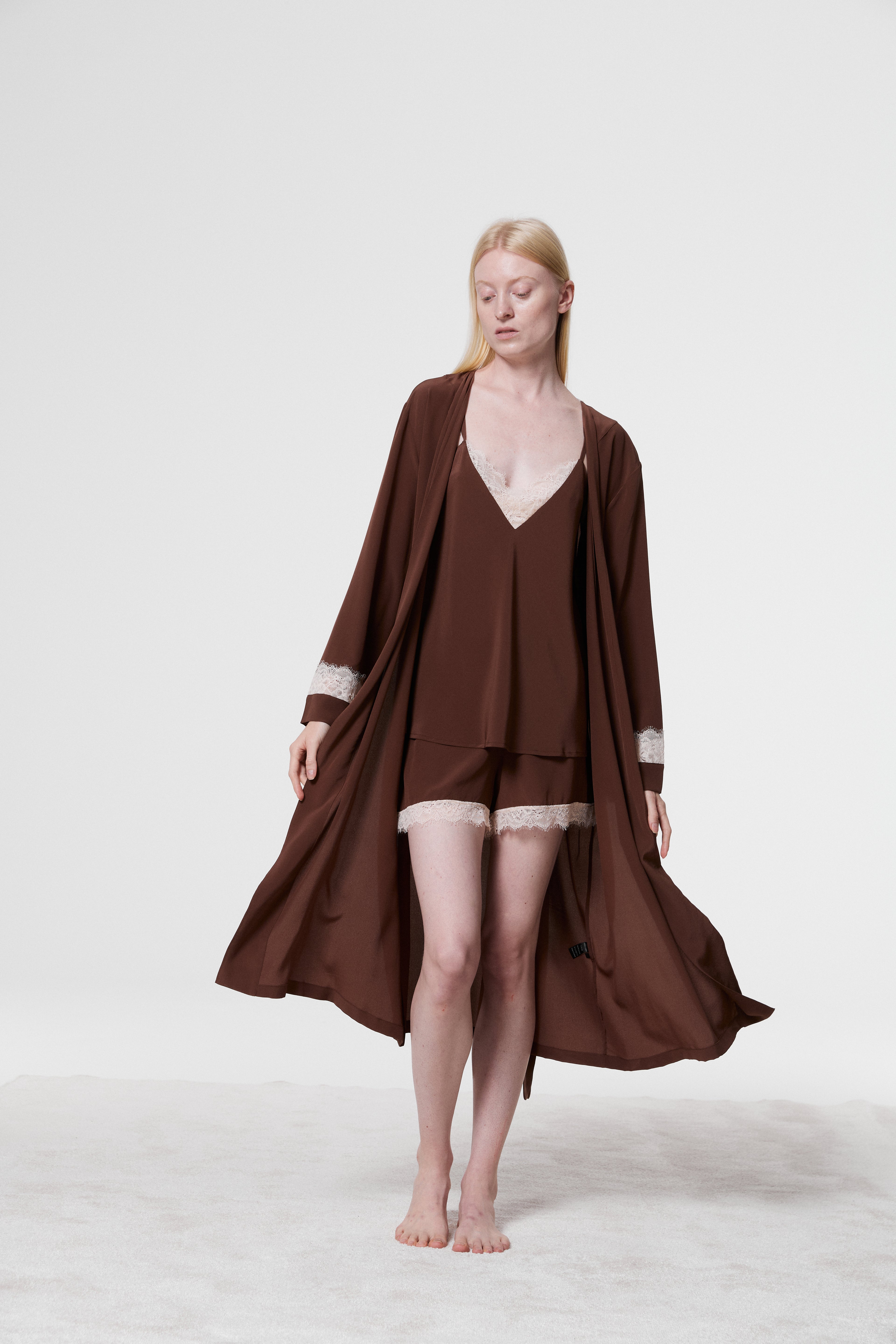 Monsella - Brown Silk Robe