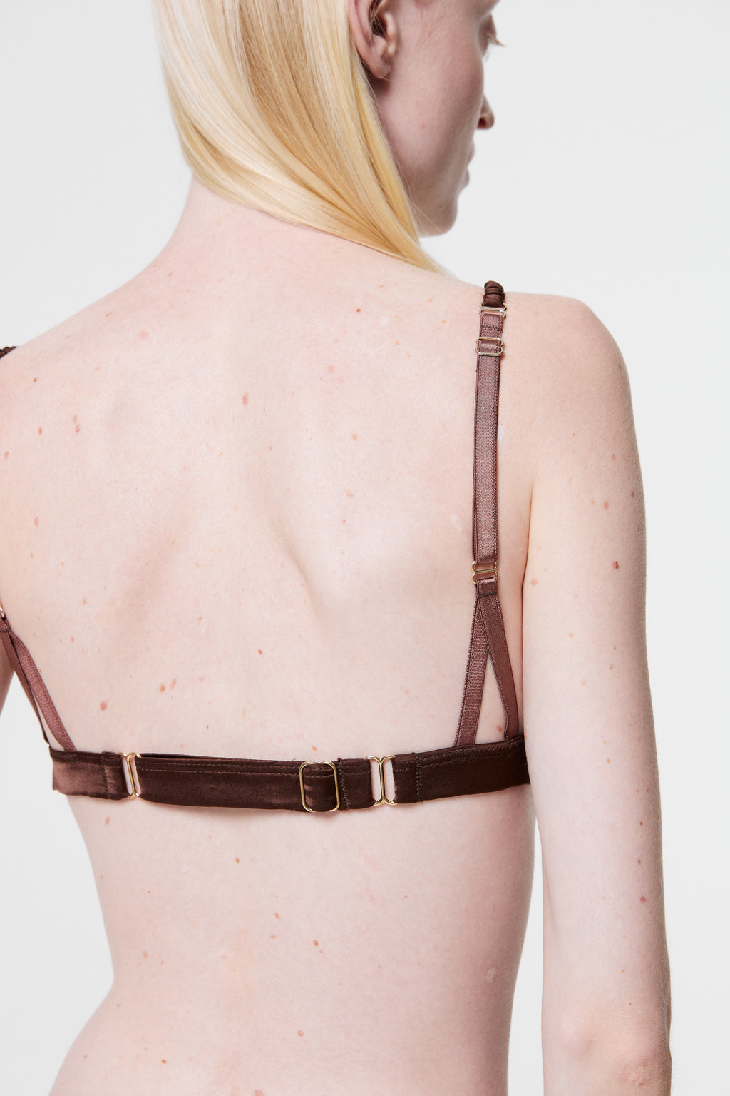 Monsella - Brown Silk & Lace Triangle Bra