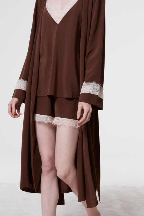 Monsella - Brown Silk Robe