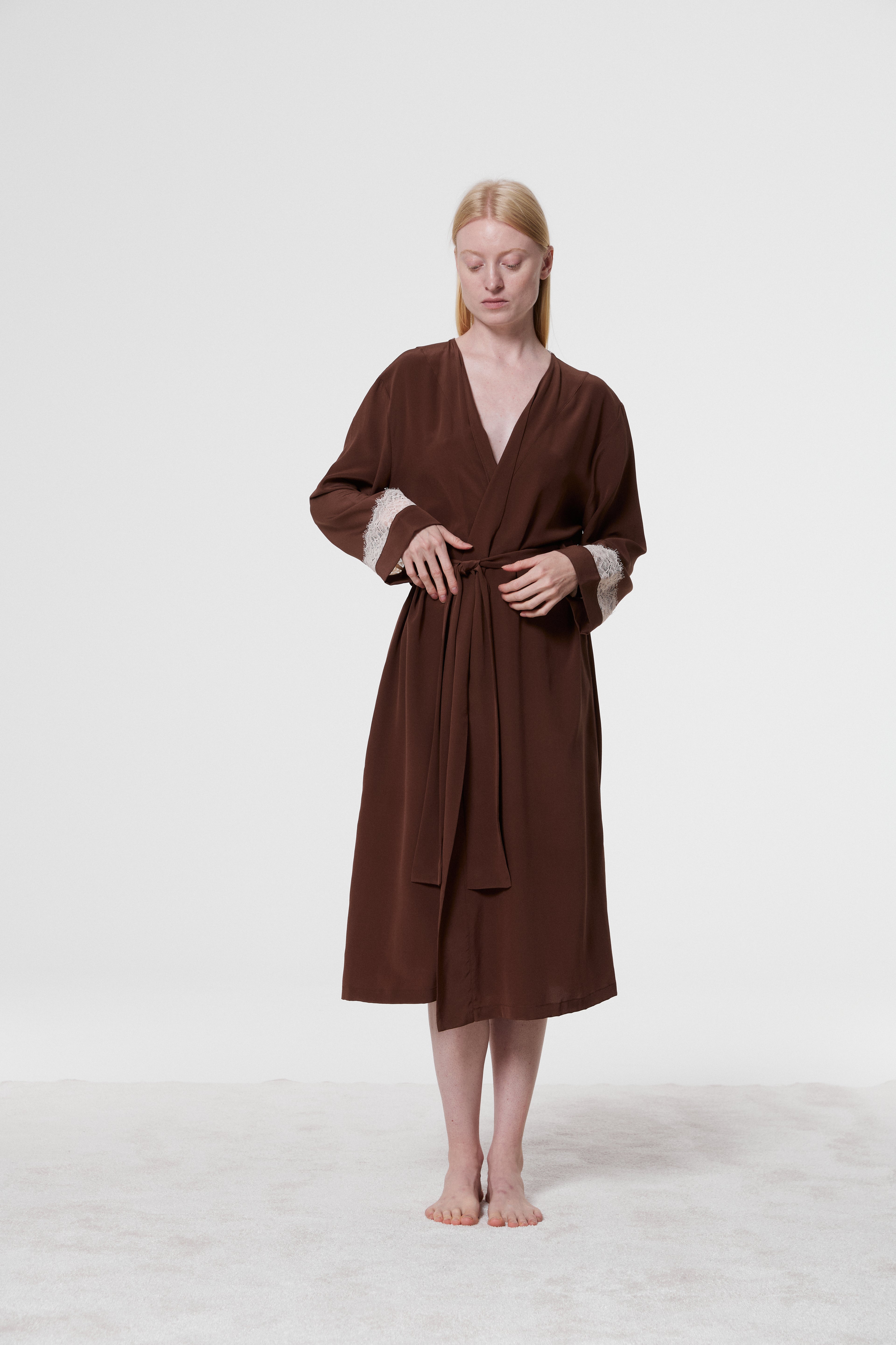 Monsella - Brown Silk Robe