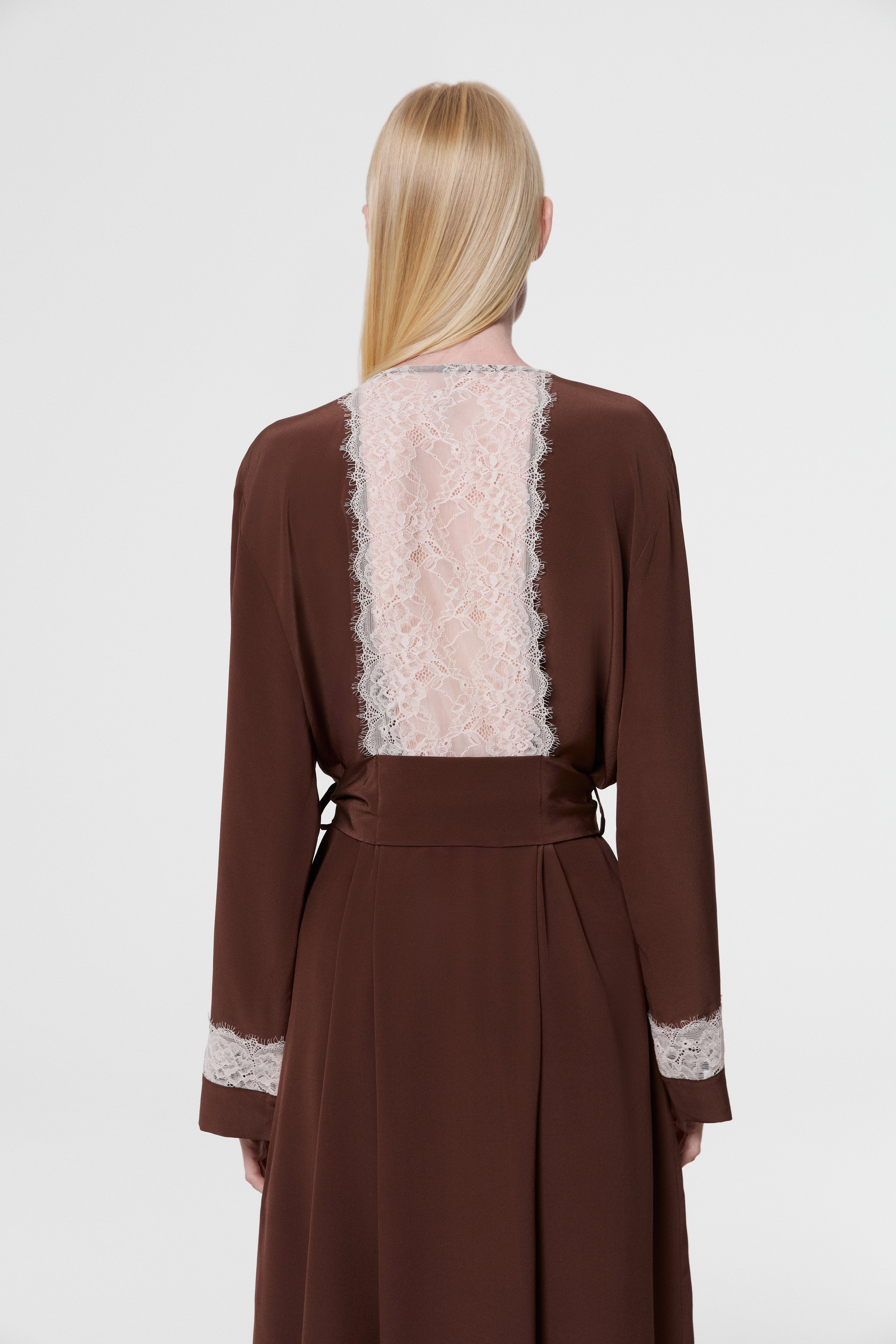 Monsella - Brown Silk Robe
