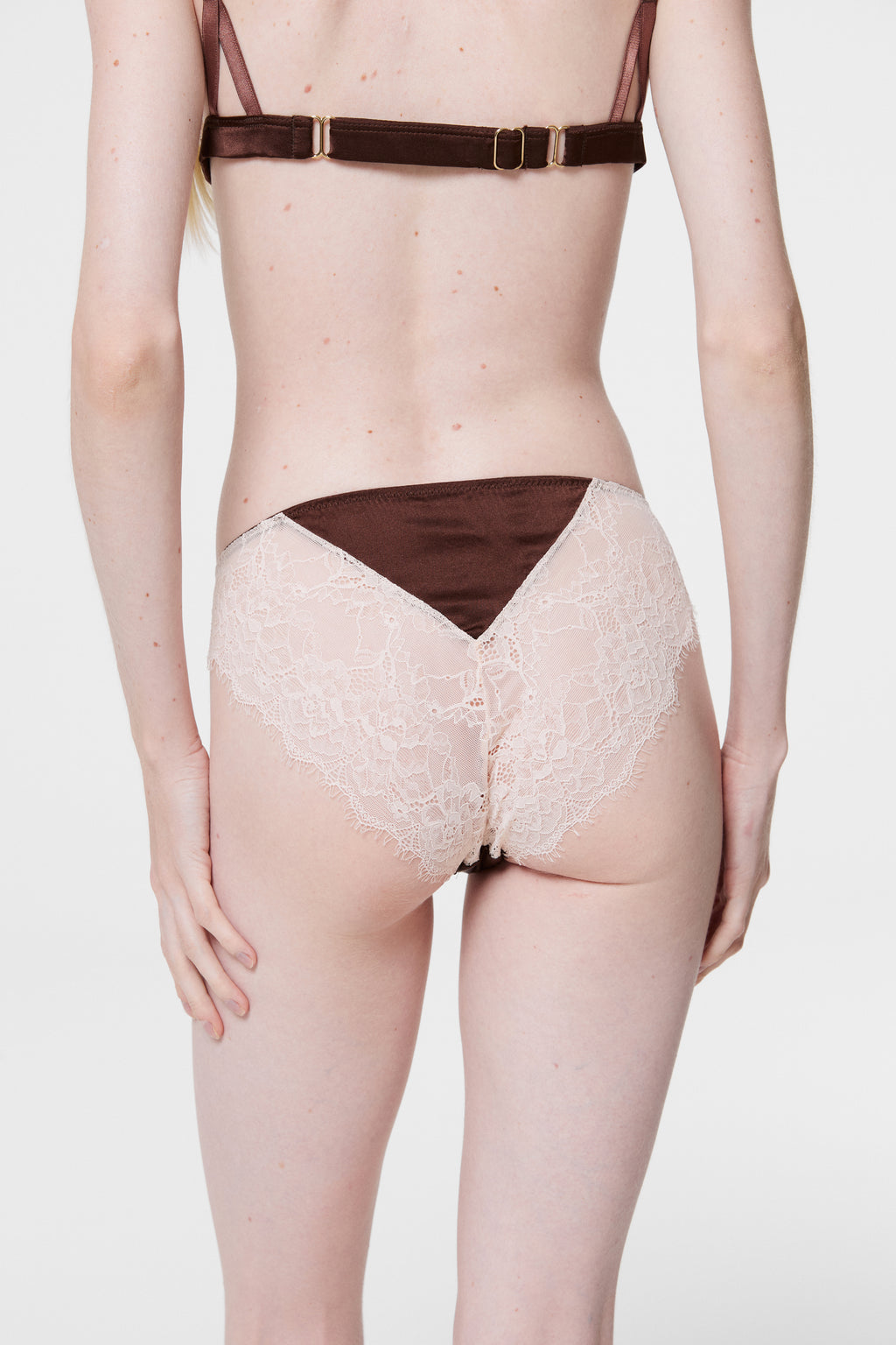 Monsella - Brown Silk & Lace Slip