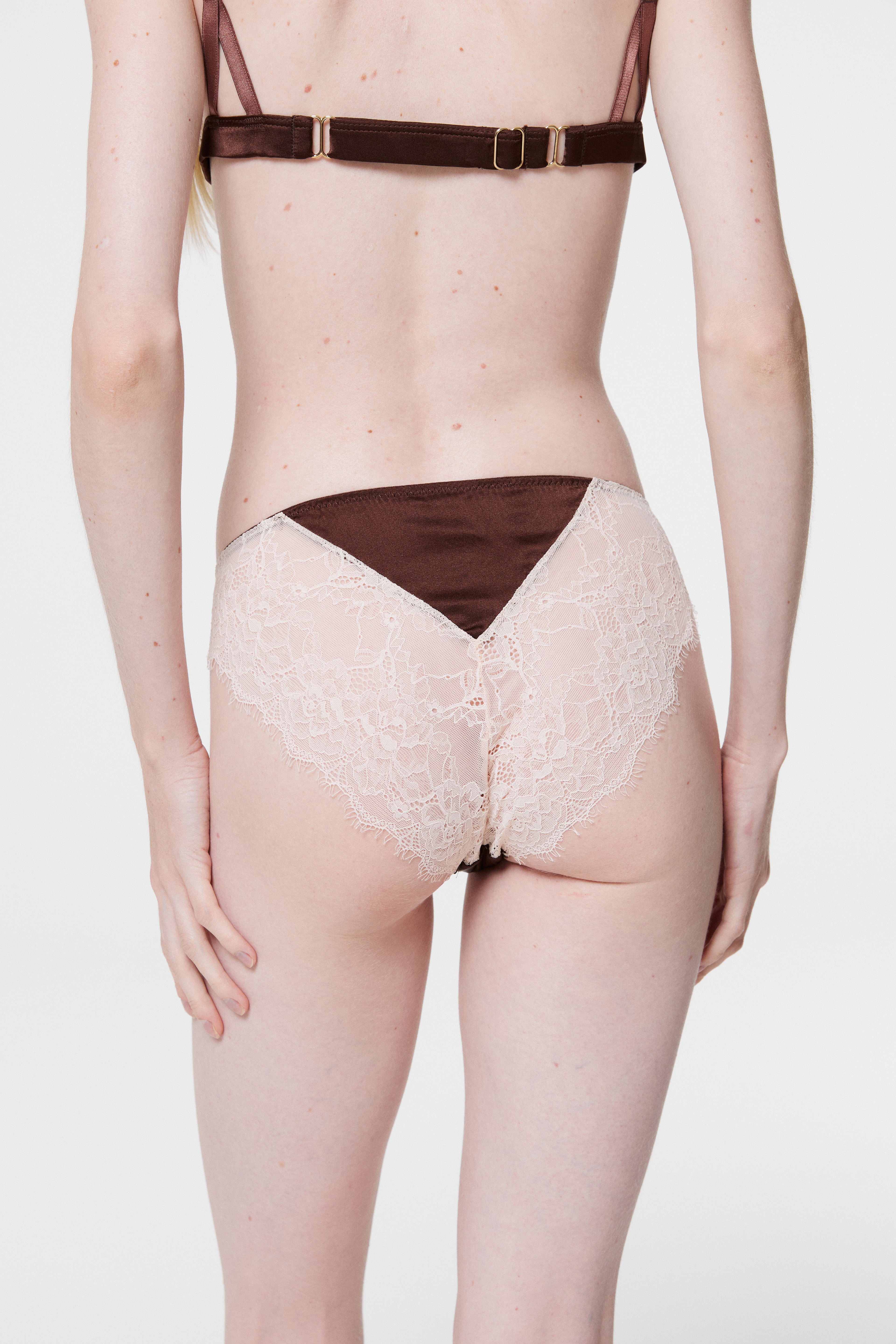 Monsella - Brown Silk & Lace Slip