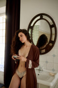 Monsella - Brown Silk & Lace Thong